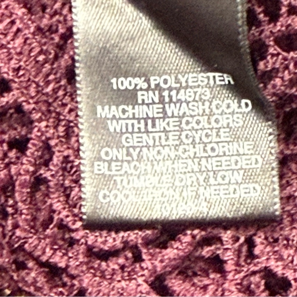 Bold Elements Cut to Curve 3/4 Bell Sleeves Lace Blouse Back Zipper Purple Sz S - Picture 5 of 6